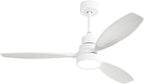Sofucor 52 inch Solid Wood Ceiling Fan with Light, Quiet 6-Speed 3 Blades Reversible LED Ceiling Fan, Farmhouse Rustic Fan with Dimmable Light for Living Room Bedroom Home Office Cafe Patio Porch