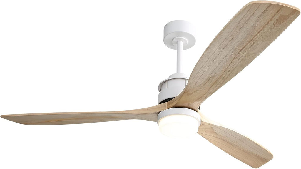 Sofucor 52 inch Solid Wood Ceiling Fan with Light, Quiet 6-Speed 3 Blades Reversible LED Ceiling Fan, Farmhouse Rustic Fan with Dimmable Light for Living Room Bedroom Home Office Cafe Patio Porch