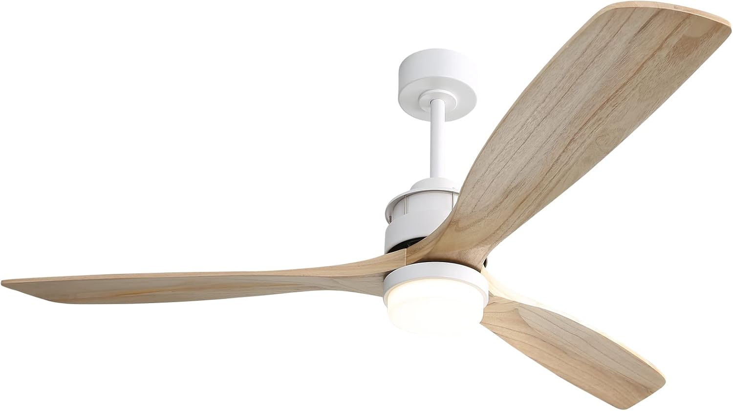 Ceiling Fan no Lights, 52 Inch Low Profile Flush Mount Modern Wood Ceiling Fan with Remote for Indoor Farmhouse Bedroom Living Room Outdoor Patio Porch, Reversible DC Motor, Noiseless