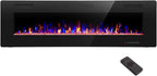 R.W.FLAME 36 inch Recessed and Wall Mounted Electric Fireplace, Ultra Thin ad Low Noise, Fit for 2 x 4 and 2 x 6 Stud, Remote Control with Timer,Touch Screen,Adjustable Flame Color and Speed