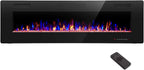 R.W.FLAME 36 inch Recessed and Wall Mounted Electric Fireplace, Ultra Thin ad Low Noise, Fit for 2 x 4 and 2 x 6 Stud, Remote Control with Timer,Touch Screen,Adjustable Flame Color and Speed