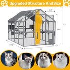 Large Outdoor Cat Enclosure with Weatherproof Roof and Multiple Levels for Cats to Play and Rest Safely in Backyard or Garden