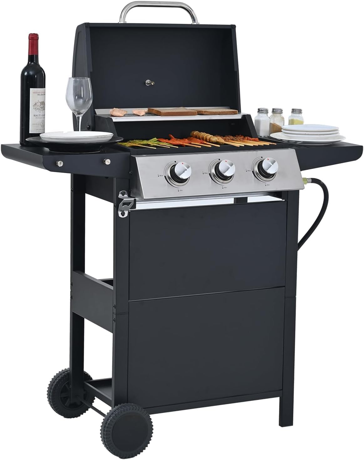 Endark Upgraded 58,500 BTU 5-Burner Stainless Steel Propane Gas Grill – Outdoor BBQ Grill with Side Burner & Porcelain Grates, Barbecue Grill Wheeled for Patio, Garden, Backyard