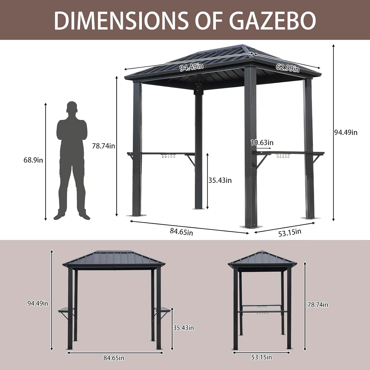 Endark 8'x5' Outdoor Hardtop BBQ Gazebo