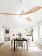 Sofucor 52 inch Solid Wood Ceiling Fan with Light, Quiet 6-Speed 3 Blades Reversible LED Ceiling Fan, Farmhouse Rustic Fan with Dimmable Light for Living Room Bedroom Home Office Cafe Patio Porch