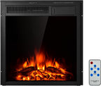 COSTWAY 22.5-Inch Electric Fireplace Inserts, 1500W Wall Recessed and Freestanding Decorative Fireplace with Remote, 7 Brightness Settings, Overheat Protection, Fireplace Heater for Indoor Use