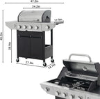 Endark 4-Burner Propane BBQ Grill 46,500 BTU with Side Burner, Stainless Steel Gas Grill, Enameled Cast Iron Grates & Foldable Side Tables for Outdoor Backyard, Patio Cooking