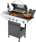 Endark 49,200 BTU 4-Burner Multi-Function Stainless Steel BBQ Grill - For Outdoor Cooking, Patio Backyard Barbecue, Camping - Griddle Combo for BBQ,FRYING and PIZZA