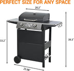 Stainless Steel 3-Burner Gas Grill, 25650 BTU Outdoor BBQ Grill with Side Table, 338 sq.in Cooking Area, Perfect for Patio, Deck & Family Barbecues
