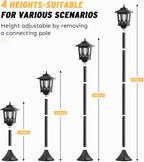 63" Solar Lamp Post Light 2 Pack, Solar Light Posts for Outside Waterproof, Outdoor Lamps for Patio, Backyard, Front Porch Decor, Warm White, Replaceable Bulb