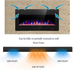 R.W.FLAME 36 inch Recessed and Wall Mounted Electric Fireplace, Ultra Thin ad Low Noise, Fit for 2 x 4 and 2 x 6 Stud, Remote Control with Timer,Touch Screen,Adjustable Flame Color and Speed