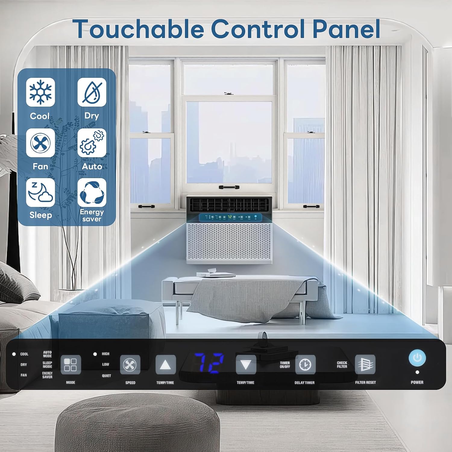 ZAFRO 12000 BTU U Shaped Window Air Conditioner Cools up to 550 Sq Ft