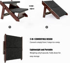 MEWANG Wooden Pet Stairs/Pet Steps - 2-in-1 Foldable Stairs & Ramp (17.3" L x 17.24" W x 13" H)