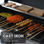 Endark 4-burner | 34,000 BTU all-purpose cast iron bbq grill | Perfect for outdoor cooking, garden, poolside, tailgating and hiking | great for roasting, searing, kebabs