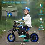 DK-12 Electric Dirt Bike for Kids Ages 3-10, 700W Peak Motor Electric Motorcycle Up to 15.5MPH 36V Battery 14 Mile Long-Range, 12'' Air Tires,3-Speed Modes Electric Bike for Kids