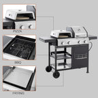 Endark 49,200 BTU 4-Burner Multi-Function Stainless Steel BBQ Grill - For Outdoor Cooking, Patio Backyard Barbecue, Camping - Griddle Combo for BBQ,FRYING and PIZZA