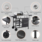 Endark 49,200 BTU 4-Burner Multi-Function Stainless Steel BBQ Grill - For Outdoor Cooking, Patio Backyard Barbecue, Camping - Griddle Combo for BBQ,FRYING and PIZZA