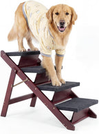 MEWANG Wooden Pet Stairs/Pet Steps - 2-in-1 Foldable Stairs & Ramp (17.3" L x 17.24" W x 13" H)