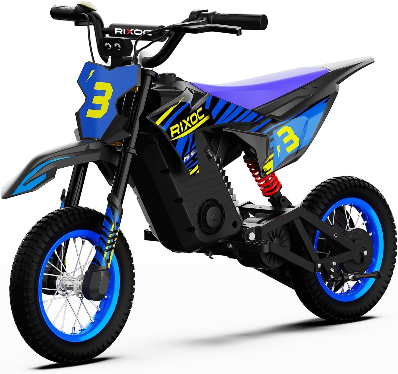 DK-12 Electric Dirt Bike for Kids Ages 3-10, 700W Peak Motor Electric Motorcycle Up to 15.5MPH 36V Battery 14 Mile Long-Range, 12'' Air Tires,3-Speed Modes Electric Bike for Kids
