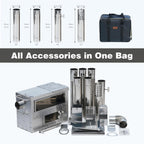 Pellet Stove with Oven, Portable Wood Burning Stove for Outdoor, Cooking, Hiking,Hot Tent Stove with Stainless Steel Construction. Chimney Pipes Included(Model: Greenstovehori 5)