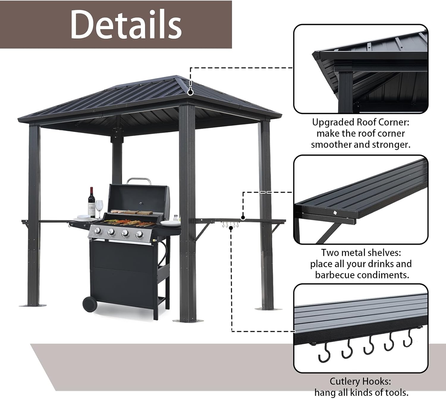 Endark 8'x5' Outdoor Hardtop BBQ Gazebo
