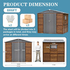 6 * 8FT Endark Wood Heavy-Duty Metal Storage Shed with Lockable Sliding Doors