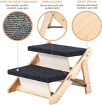 MEWANG Wood Pet Stairs & Ramp for Small/Medium Dogs and Cats(17.3" L x 17.2" W x 13.0" H)