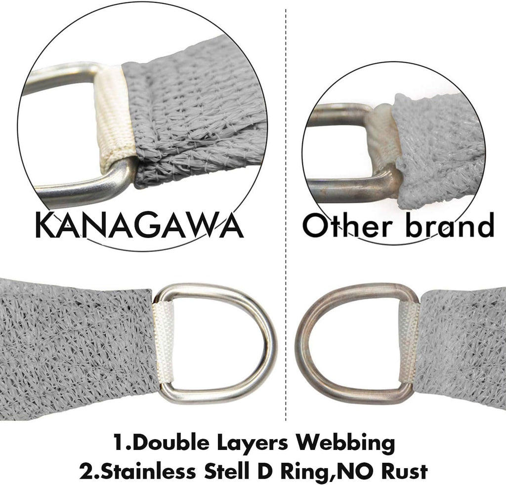 KANAGAWA Sun Shade Sail 12'x16' Gray Rectangle UV Block Canopy Awning Shelter Fabric Cloth Screen for Outdoor Patio Garden Backyard Activities