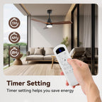 Sofucor 52 inch Solid Wood Ceiling Fan with Light, Quiet 6-Speed 3 Blades Reversible LED Ceiling Fan, Farmhouse Rustic Fan with Dimmable Light for Living Room Bedroom Home Office Cafe Patio Porch