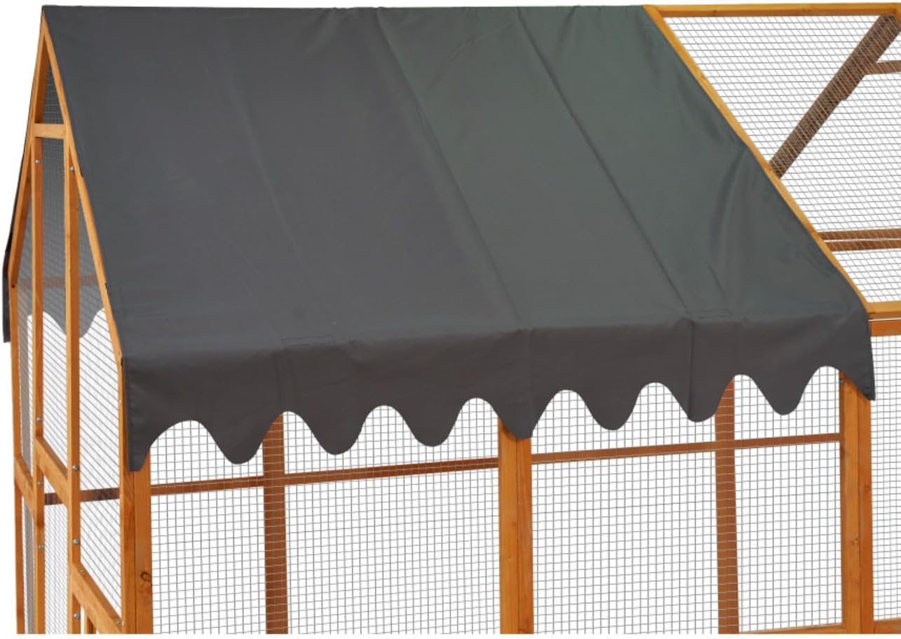 110" Large Outdoor Chicken Coop Enclosure with Waterproof Cover, Walk-in Catio for Cats, Spacious Wooden Pet Playpen with Enhanced Safety Mesh