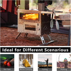 Pellet Stove with Oven, Portable Wood Burning Stove for Outdoor, Cooking, Hiking,Hot Tent Stove with Stainless Steel Construction. Chimney Pipes Included(Model: Greenstovehori 5)