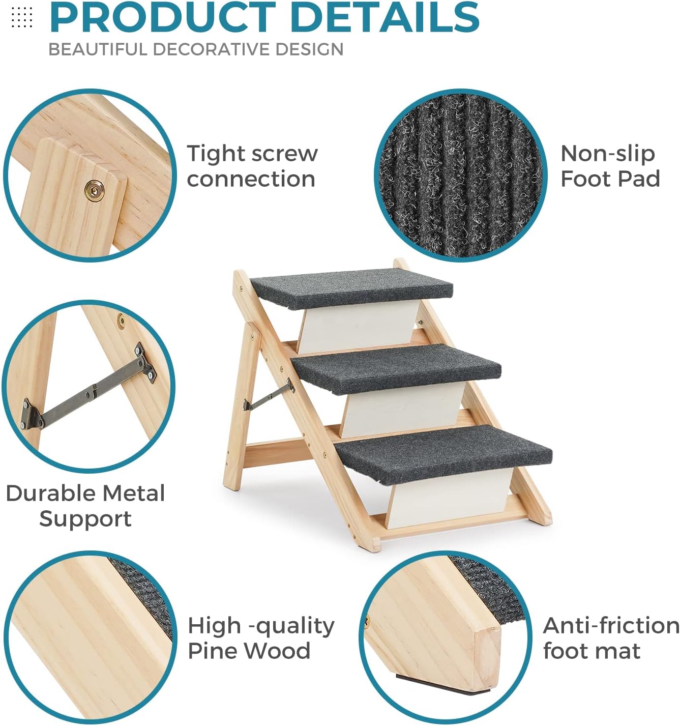 MEWANG Wood Pet Stairs & Ramp(24.8" L x 17.2" W x 19.5" H)