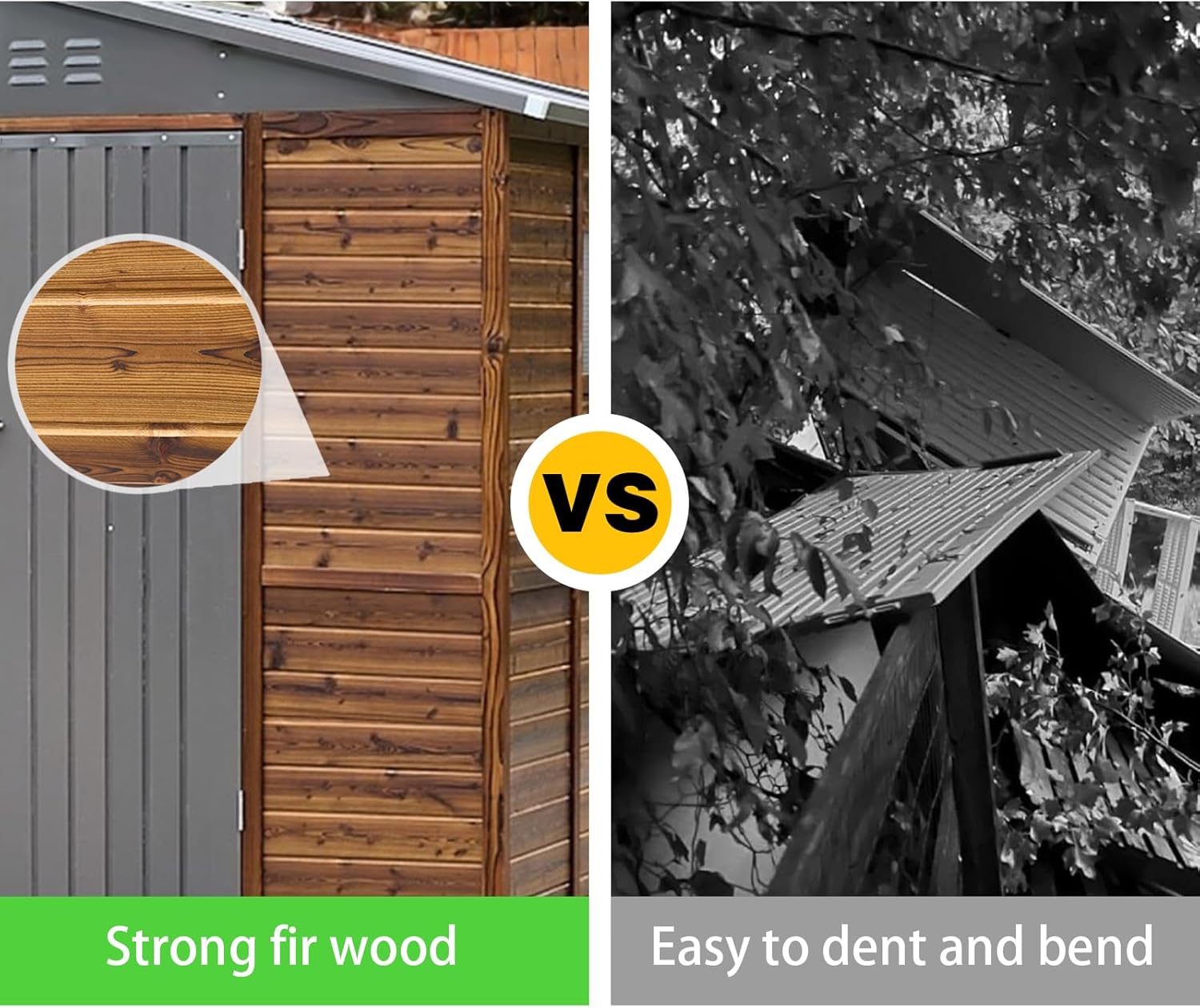 6 * 8FT Endark Wood Heavy-Duty Metal Storage Shed with Lockable Sliding Doors