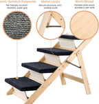 MEWANG Wood Pet Stairs & Ramp for Small/Medium Dogs and Cats (31.5" L x 17.2" W x 25.0" H)