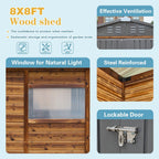 8 * 8FT Endark Wood Heavy-Duty Metal Storage Shed with Lockable Sliding Doors