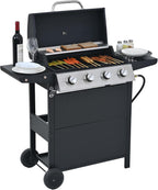 Endark Propane Gas Grill 3-Burner,26,000 BTU Stainless BBQ Grill with Porcelain-Enameled Cooking Grates,Built-In Thermometer,Includes Side Shelf and Wheels,Ideal for Backyard,Patio,Outdoor Cooking
