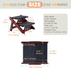 MEWANG Wooden Pet Stairs/Pet Steps - 2-in-1 Foldable Stairs & Ramp (17.3" L x 17.24" W x 13" H)