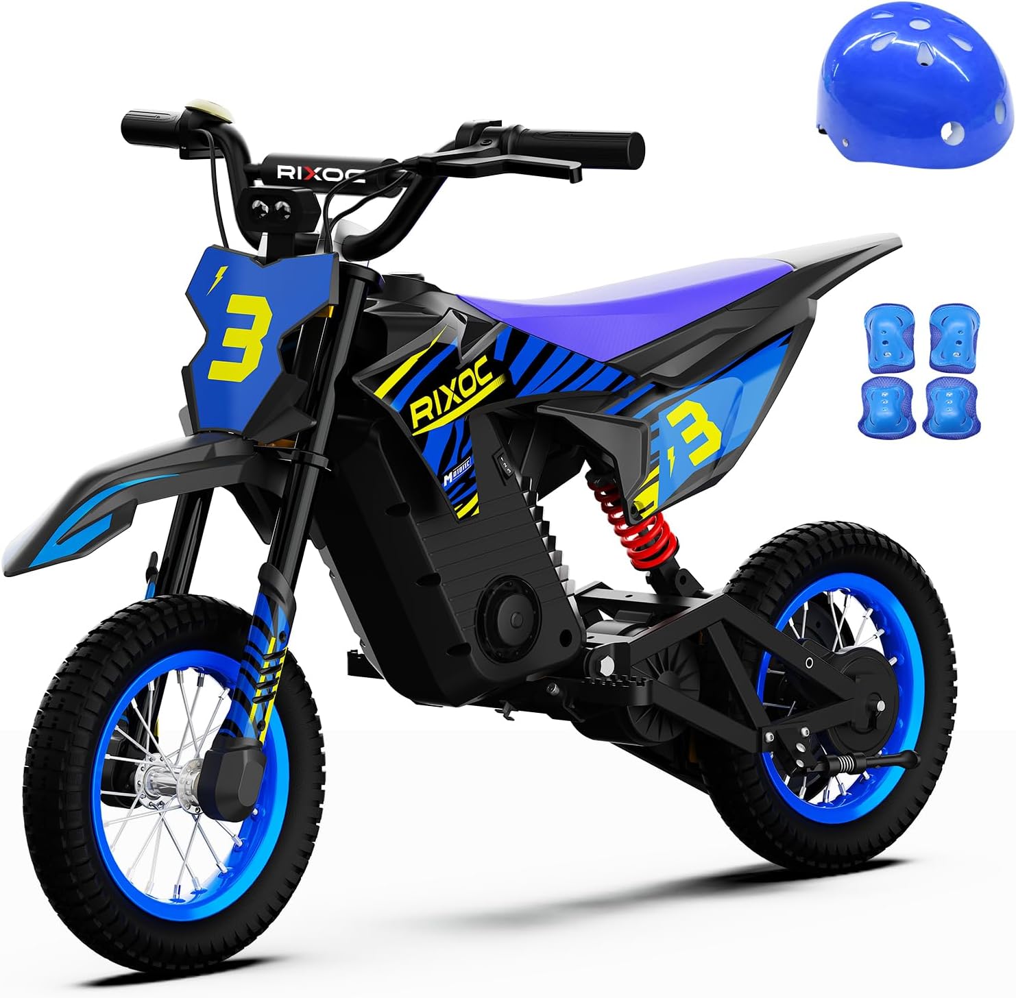 DK-12 Electric Dirt Bike for Kids Ages 3-10, 700W Peak Motor Electric Motorcycle Up to 15.5MPH 36V Battery 14 Mile Long-Range, 12'' Air Tires,3-Speed Modes Electric Bike for Kids