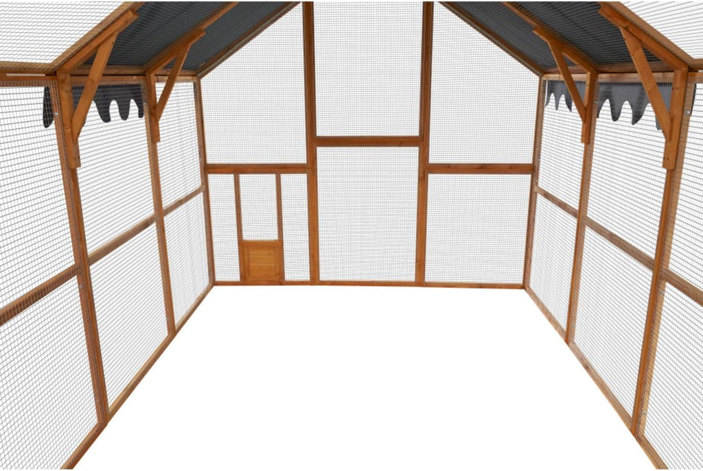 110" Large Outdoor Chicken Coop Enclosure with Waterproof Cover, Walk-in Catio for Cats, Spacious Wooden Pet Playpen with Enhanced Safety Mesh
