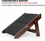 MEWANG Wooden Pet Stairs/Pet Steps - 2-in-1 Foldable Stairs & Ramp (17.3" L x 17.24" W x 13" H)