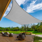 KANAGAWA Sun Shade Sail 12'x16' Gray Rectangle UV Block Canopy Awning Shelter Fabric Cloth Screen for Outdoor Patio Garden Backyard Activities