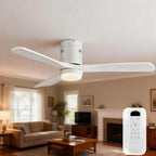 Sofucor 52 Inch Solid Wood Ceiling Fan Without Lights Flush Mount Ceiling Fan with Remote Control-Wood Blades Modern Outdoor Ceiling Fans No Light for Bedroom/Farmhouse/Patio/Indoor, Brown Black