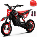 DK-12 Electric Dirt Bike for Kids Ages 3-10, 700W Peak Motor Electric Motorcycle Up to 15.5MPH 36V Battery 14 Mile Long-Range, 12'' Air Tires,3-Speed Modes Electric Bike for Kids