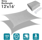 KANAGAWA Sun Shade Sail 12'x16' Gray Rectangle UV Block Canopy Awning Shelter Fabric Cloth Screen for Outdoor Patio Garden Backyard Activities