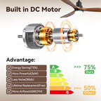 Sofucor 52 inch Solid Wood Ceiling Fan with Light, Quiet 6-Speed 3 Blades Reversible LED Ceiling Fan, Farmhouse Rustic Fan with Dimmable Light for Living Room Bedroom Home Office Cafe Patio Porch