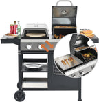 Endark 49,200 BTU 4-Burner Multi-Function Stainless Steel BBQ Grill - For Outdoor Cooking, Patio Backyard Barbecue, Camping - Griddle Combo for BBQ,FRYING and PIZZA
