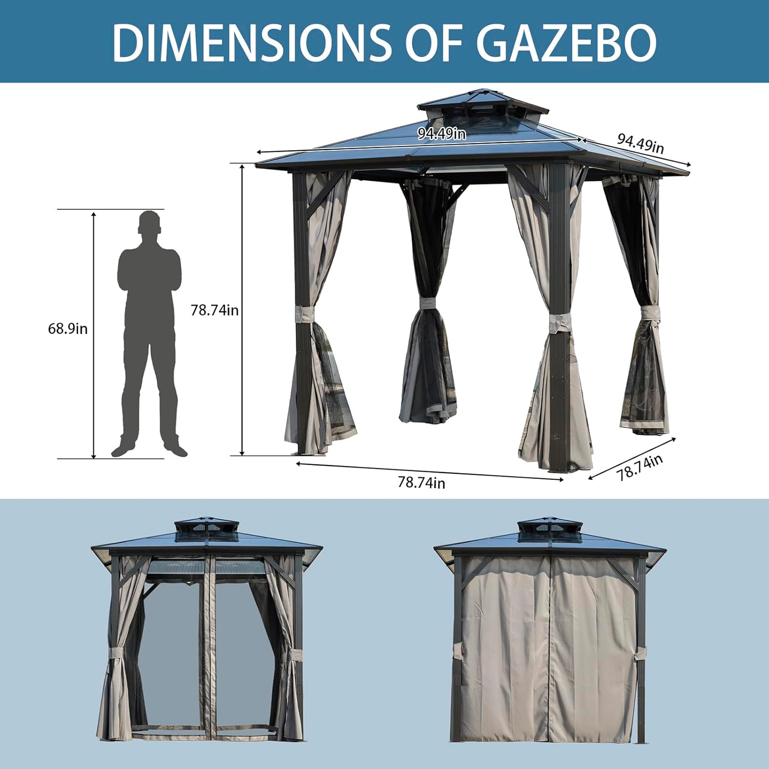 ENDARK 8'x8' Double Roof BBQ Gazebo