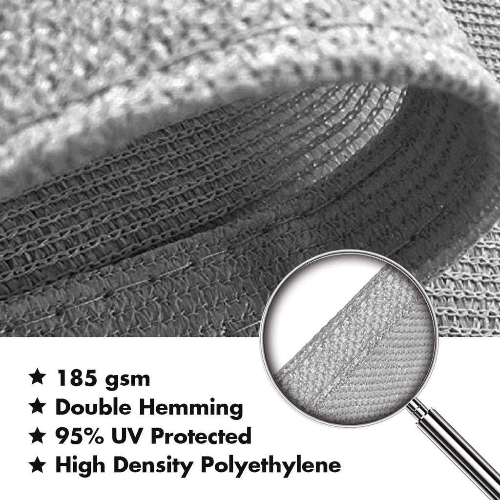 KANAGAWA Sun Shade Sail 12'x16' Gray Rectangle UV Block Canopy Awning Shelter Fabric Cloth Screen for Outdoor Patio Garden Backyard Activities