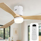 Sofucor Ceiling Fans with Lights 52 Inch Flush Mount Ceiling Fan with Remote Control, Wood Blades Modern Outdoor Ceiling Fans for Bedroom/Farmhouse/Patio/Indoor, Quiet DC Motor