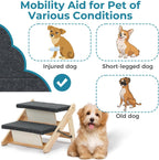 MEWANG Wood Pet Stairs & Ramp for Small/Medium Dogs and Cats(17.3" L x 17.2" W x 13.0" H)